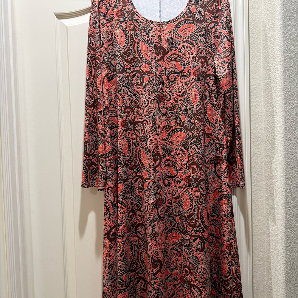 NWOT Paisley Long Sleeve Pullover Midi Dress XL, - Picture 4 of 5